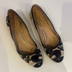 Missoni Artistic Navy Patent floral  and Cream Flats
